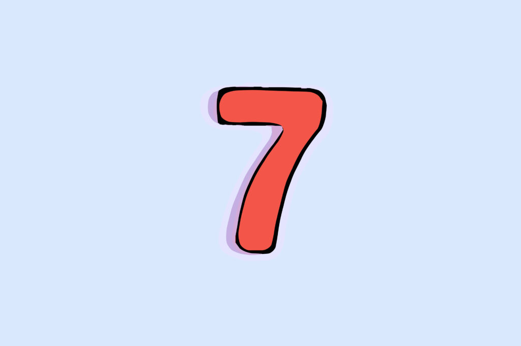 the number "7" in red against a bluish background, representing the 7 dangers of a detox at home