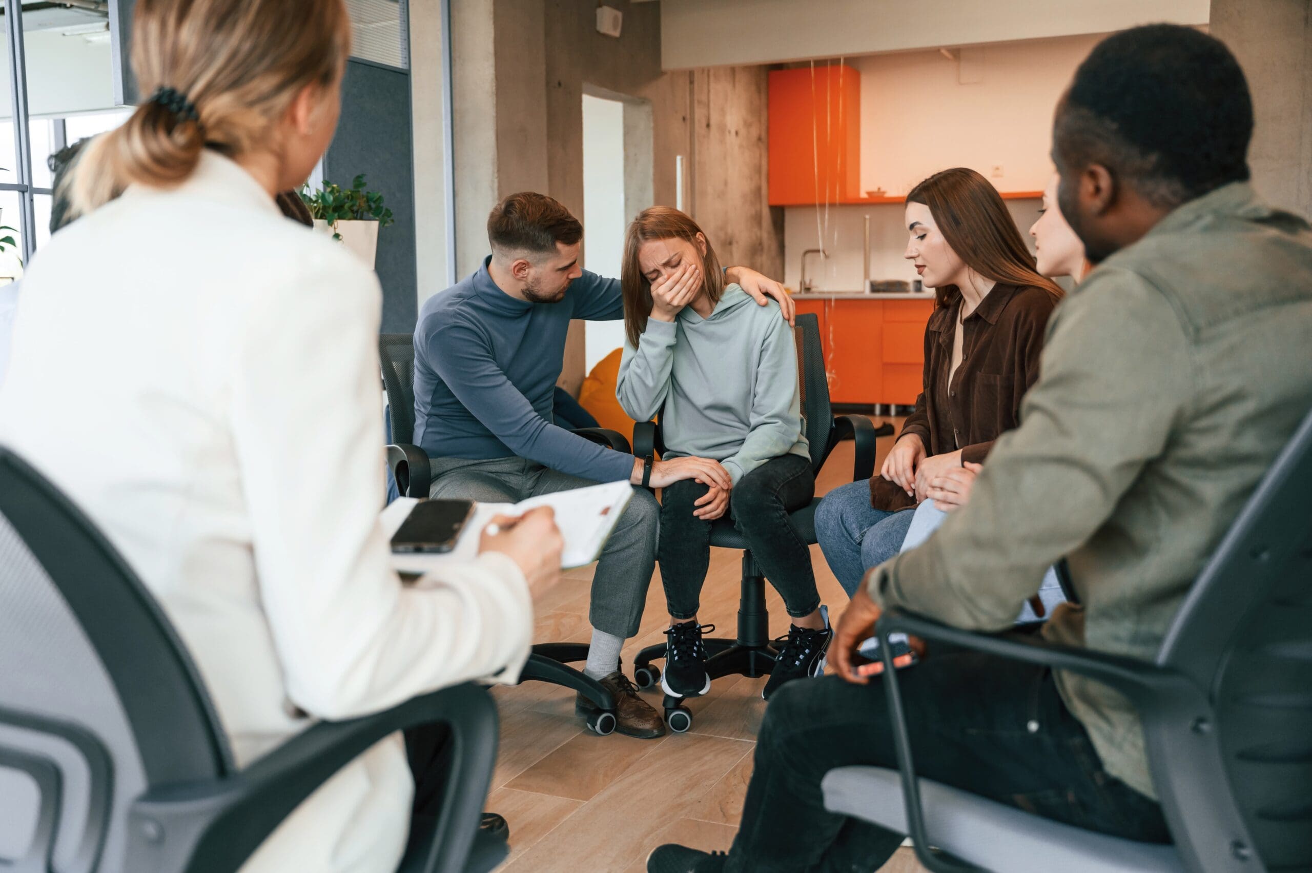 Outpatient group therapy supporting recovery from depression after getting sober